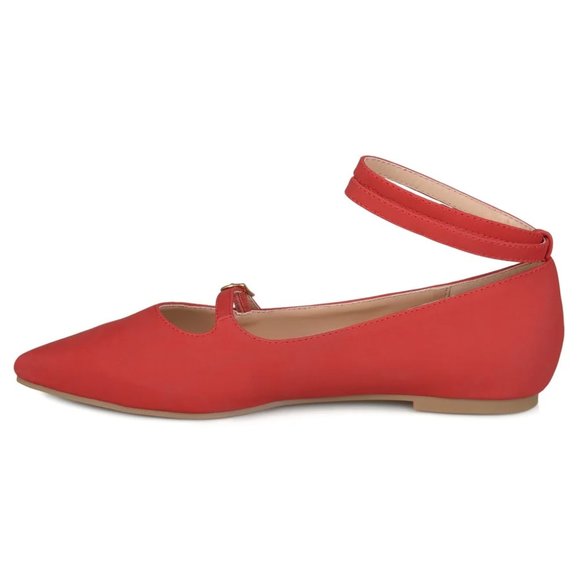 Red Ankle Strap Mary Jane Flats - Picture 7 of 8